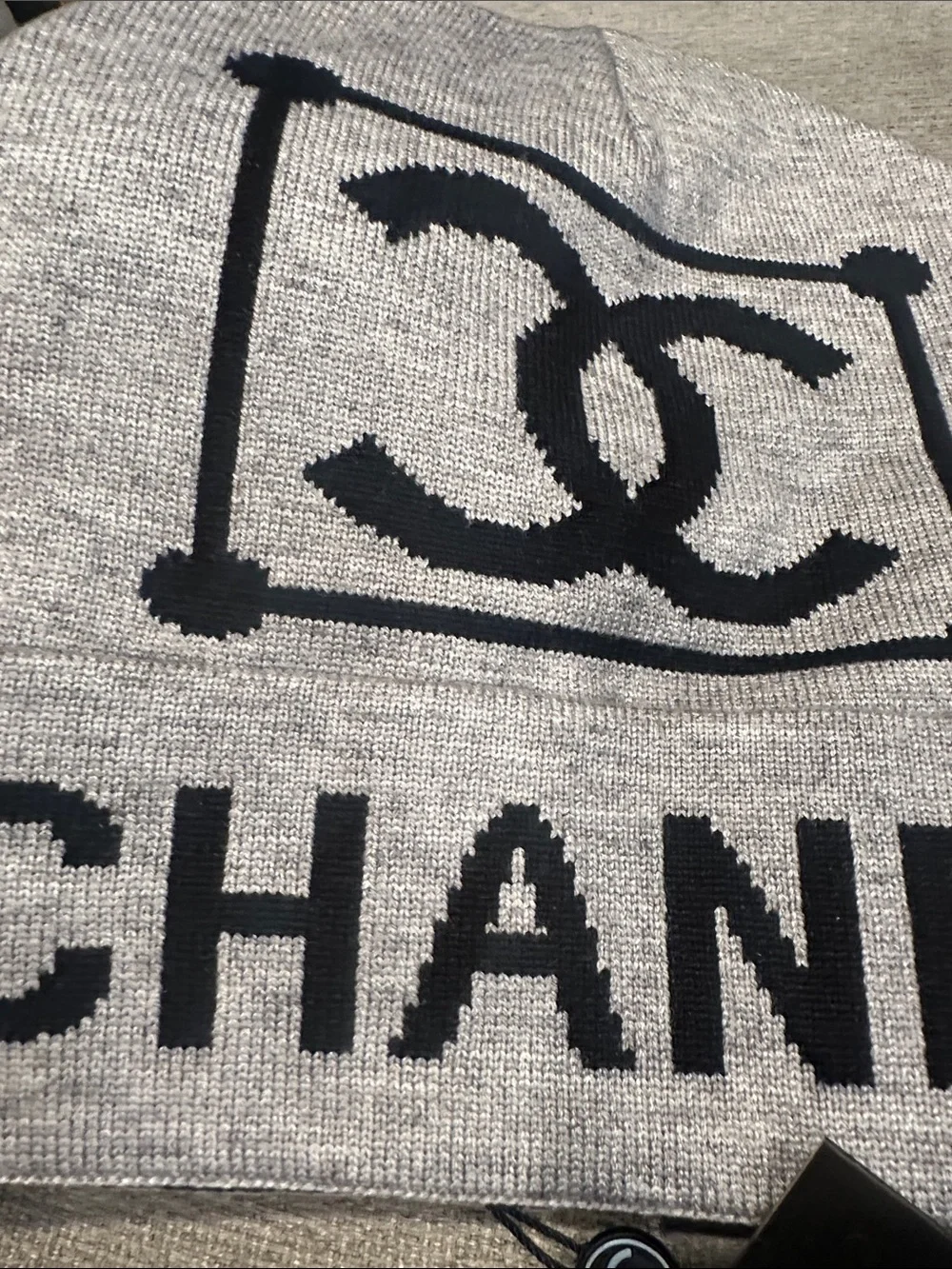 Gray Beanie with Black Logo